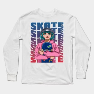 Girl Skater Skateboarder Skateboarding Skate Sk8er Girl Long Sleeve T-Shirt